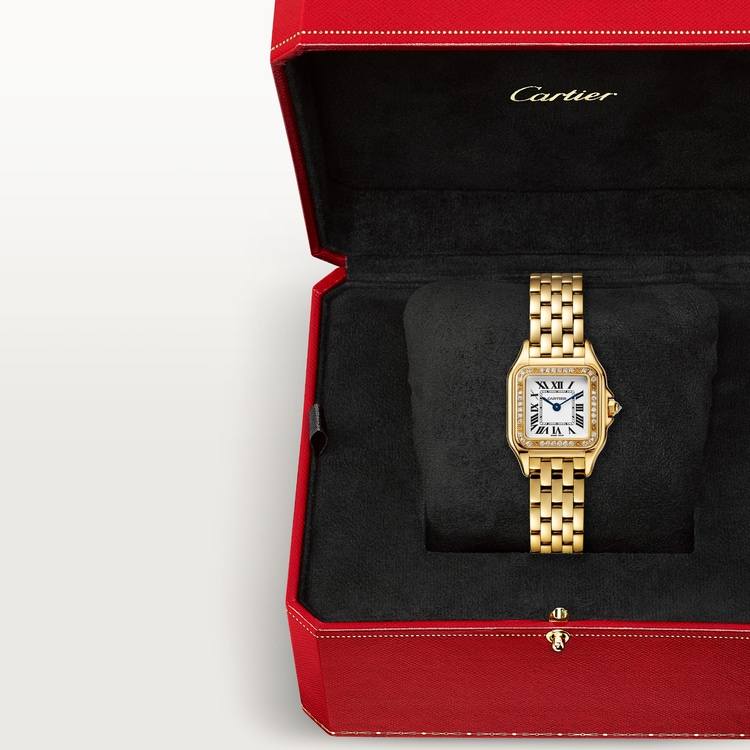 Unworn Cartier Panthère de Cartier Small, 18k Yellow Gold, Diamonds, 22mm x 30mm, Ref# WJPN0067, box and papers