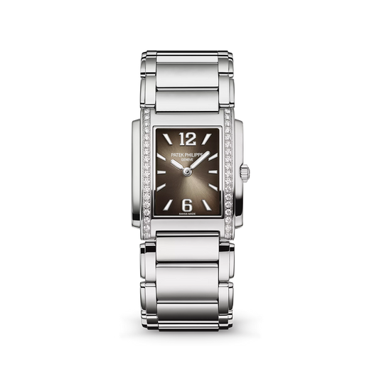 Patek Philippe Twenty~4 Quartz Ladies Watch, Stainless Steel with 36 Diamond (~0.42 ct), 25.1 x 30 mm, Ref# 4910/1200A-010