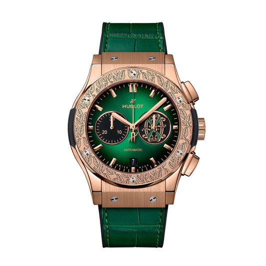 Unworn Hublot Classic Fusion Chronograph Arturo Fuente King Gold 42, 541.OX.8980.LR.OPX24, box and papers