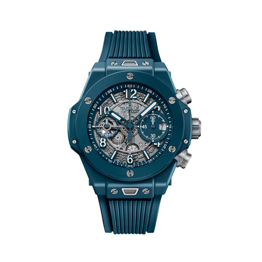 Unworn Hublot Big Bang Unico Petrol Blue Ceramic 42, 441.ES.5121.RX, box and papers