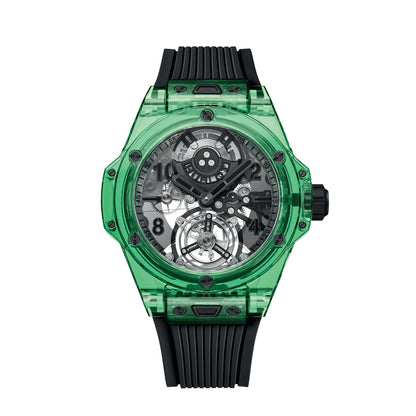 Unworn Hublot Big Bang Tourbillon Automatic Green SAXEM 44, 429.JG.0110.RT, box and papers