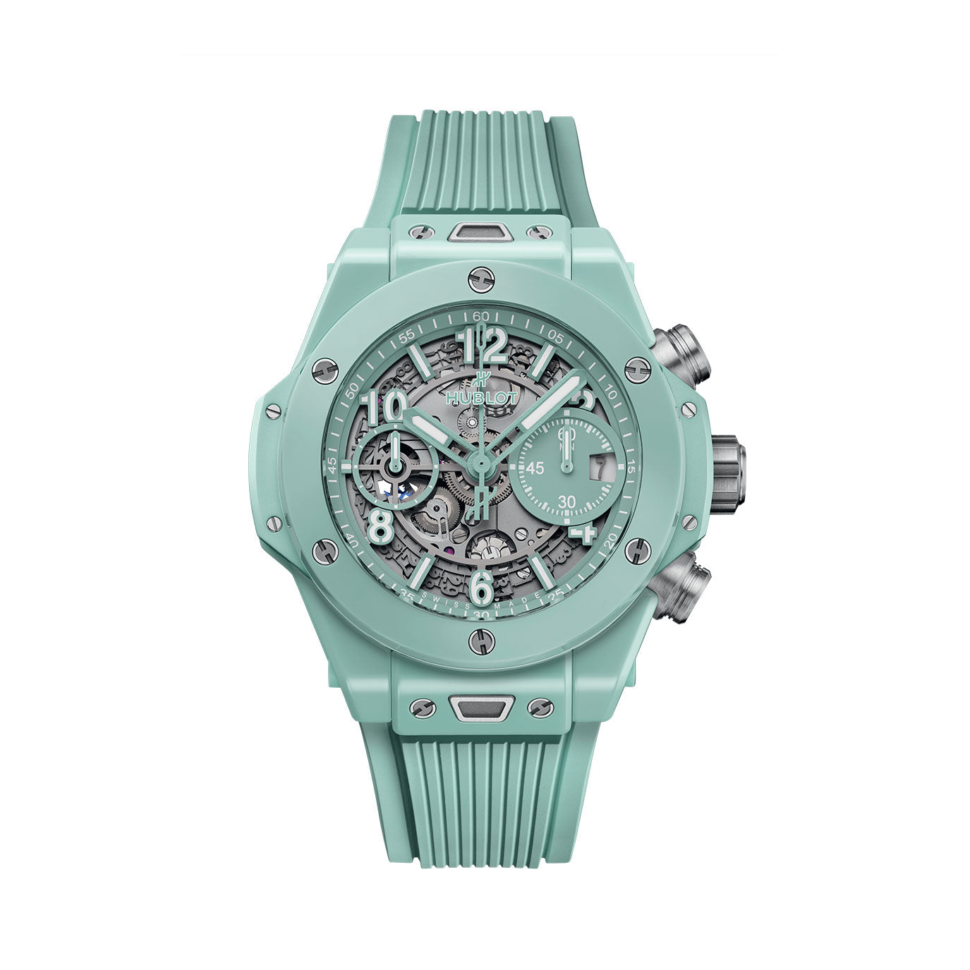 Unworn Hublot Big Bang Unico Mint Green Ceramic 42, 441.GS.5221.RX, box and papers