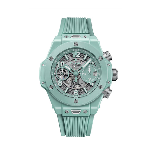 Unworn Hublot Big Bang Unico Mint Green Ceramic 42, 441.GS.5221.RX, box and papers