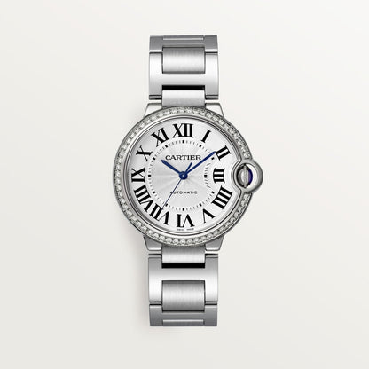 Unworn Cartier Ballon Bleu de Cartier, Stainless Steel and Diamonds, 36mm, Ref# W4BB0024, box and papers