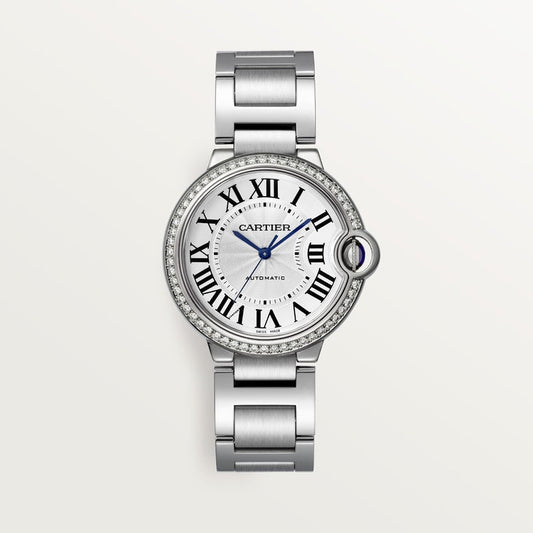 Unworn Cartier Ballon Bleu de Cartier, Stainless Steel and Diamonds, 36mm, Ref# W4BB0024, box and papers