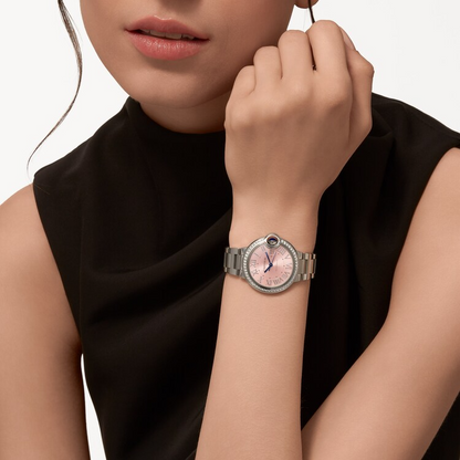 Unworn Cartier Ballon Bleu de Cartier, Stainless Steel and Diamonds, 33mm, Ref# W4BB0037, box and papers