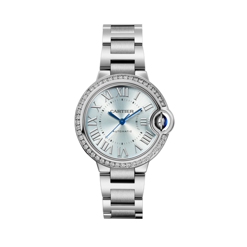 Unworn Cartier Ballon Bleu de Cartier, Stainless Steel and Diamonds, 33mm, Ref# W4BB0028, box and papers