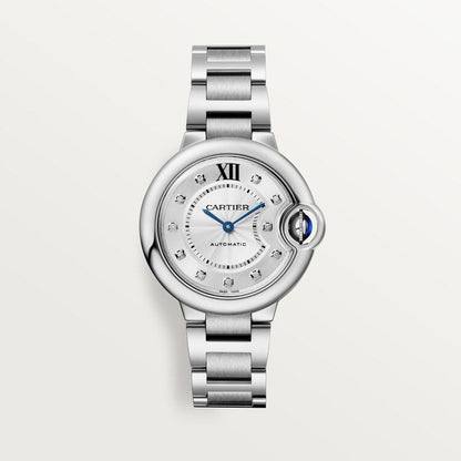 Unworn Cartier Ballon Bleu de Cartier, Stainless Steel and Diamonds, 33mm, Ref# W4BB0021, box and papers