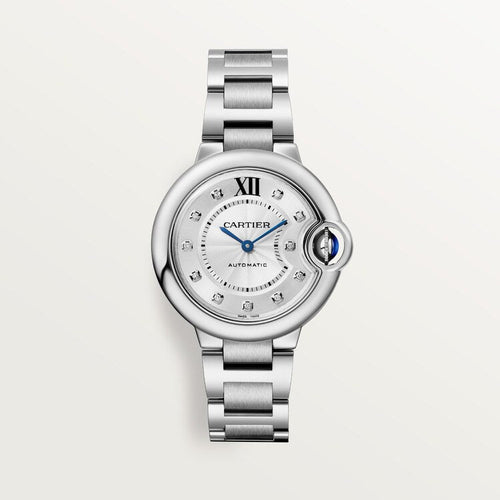 Unworn Cartier Ballon Bleu de Cartier, Stainless Steel and Diamonds, 33mm, Ref# W4BB0021, box and papers