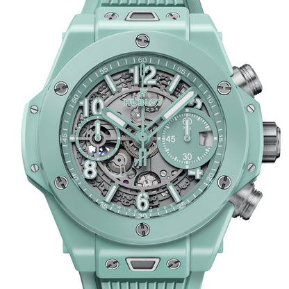 Unworn Hublot Big Bang Unico Mint Green Ceramic 42, 441.GS.5221.RX, box and papers