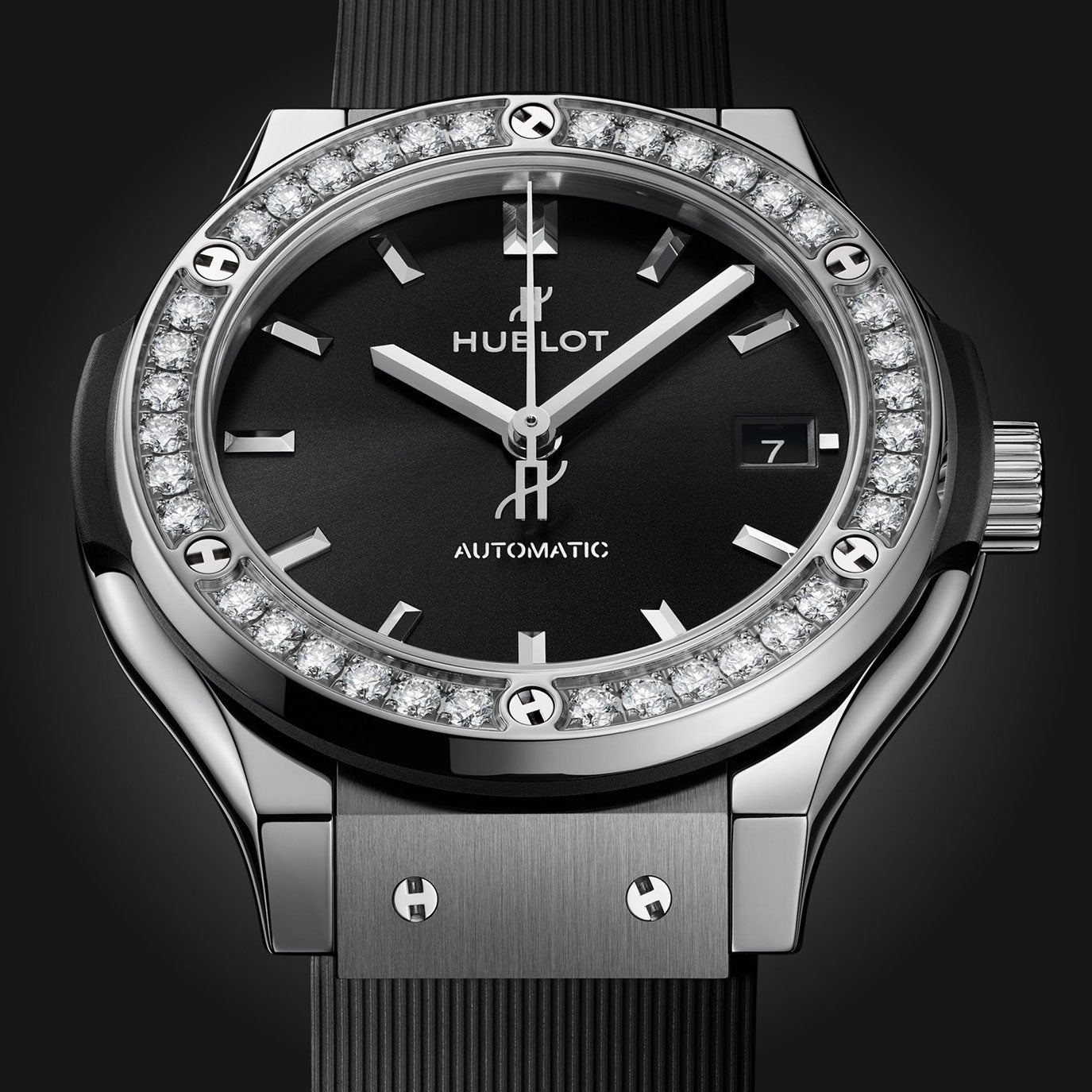 Hublot Classic Fusion Titanium Diamonds 38, 565.NX.1470.RX.1204, Unworn 2025, box and papers