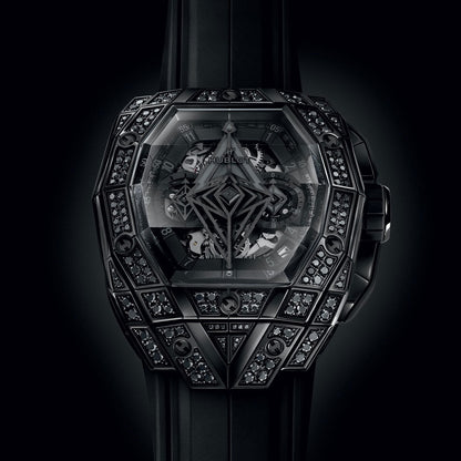 Unworn Hublot Spirit of Big Bang Sang Bleu All Black Pavé 42, 648.CX.0114.RX.1600.MXM24, box and papers