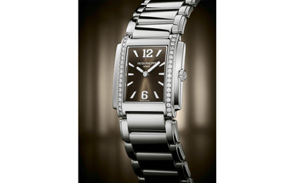 Patek Philippe Twenty~4 Quartz Ladies Watch, Stainless Steel with 36 Diamond (~0.42 ct), 25.1 x 30 mm, Ref# 4910/1200A-010
