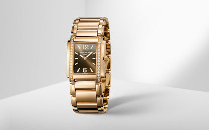 Patek Philippe Twenty~4 Quartz Ladies Watch, 18k Rose Gold with 34 Diamond (~0.57 ct), 25.1 x 30 mm, Ref# 4910/1201R-001