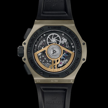 Unworn Hublot Big Bang 20th Anniversary Full Magic Gold 43, 431.MX.1330.RX, box and papers