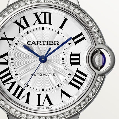 Unworn Cartier Ballon Bleu de Cartier, Stainless Steel and Diamonds, 36mm, Ref# W4BB0024, box and papers