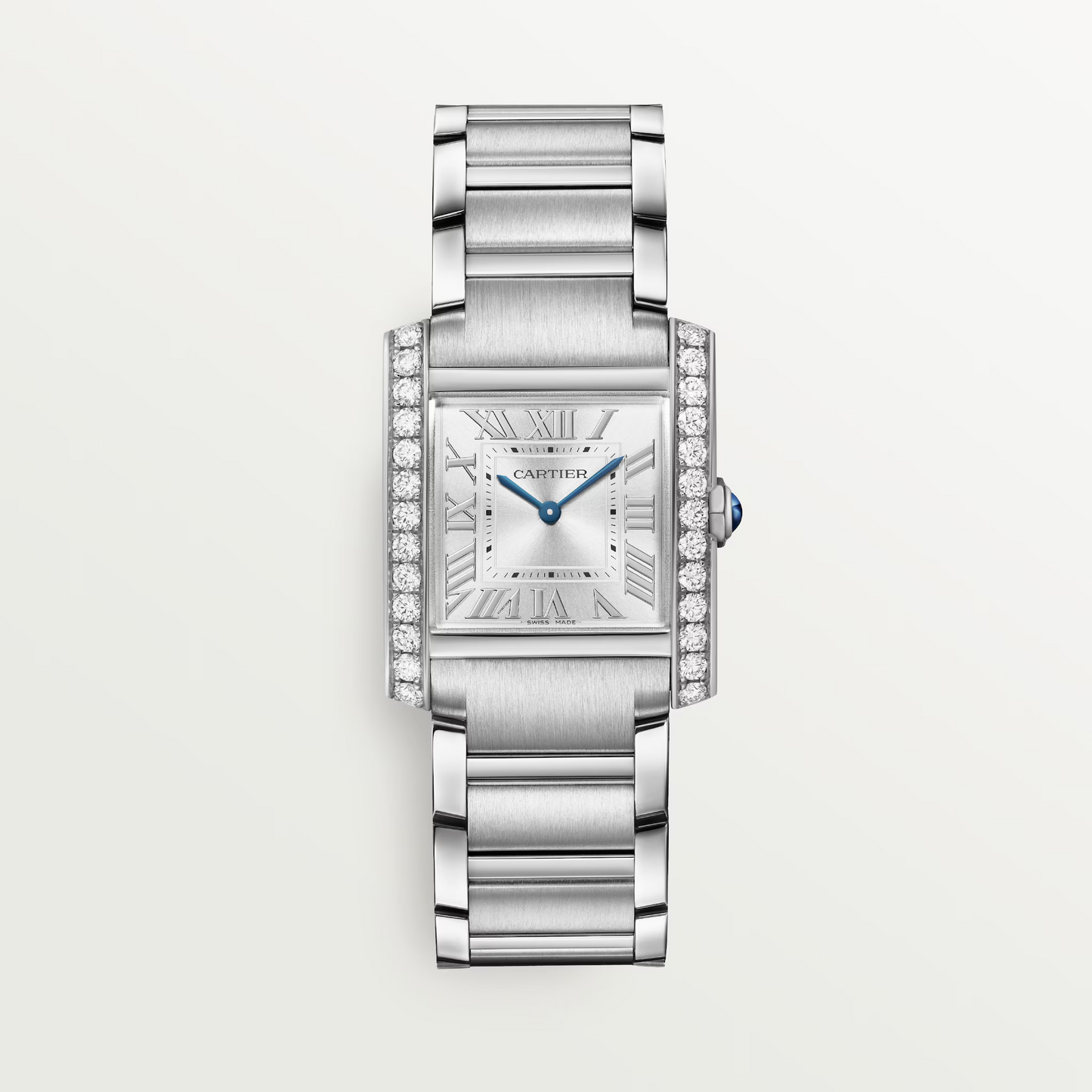 Unworn Cartier Tank Francaise, Stainless Steel, Diamonds, 32mm x 27mm, Ref# W4TA0021, box and papers