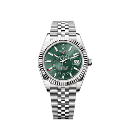 Rolex Sky-Dweller, 42mm, Oystersteel and 18k White Gold, Green, Jubilee, Ref# 336934-0002