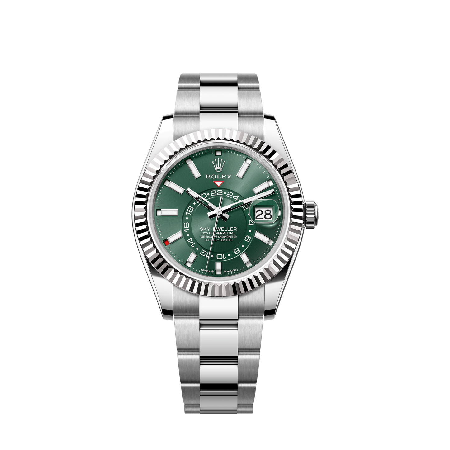Rolex Sky-Dweller, 42mm, Oystersteel and 18k White Gold, Green, Oyster, Ref# 336934-0001