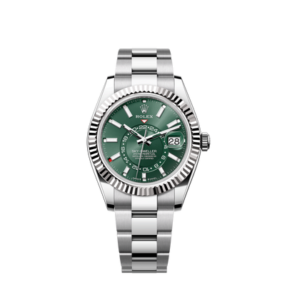Rolex Sky-Dweller, 42mm, Oystersteel and 18k White Gold, Green, Oyster, Ref# 336934-0001