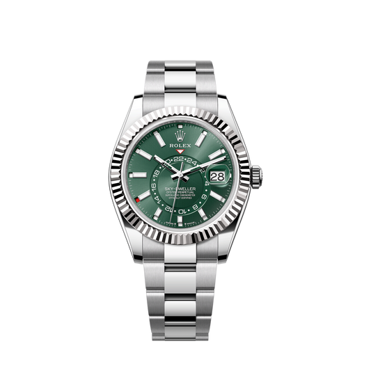 Rolex Sky-Dweller, 42mm, Oystersteel and 18k White Gold, Green, Oyster, Ref# 336934-0001