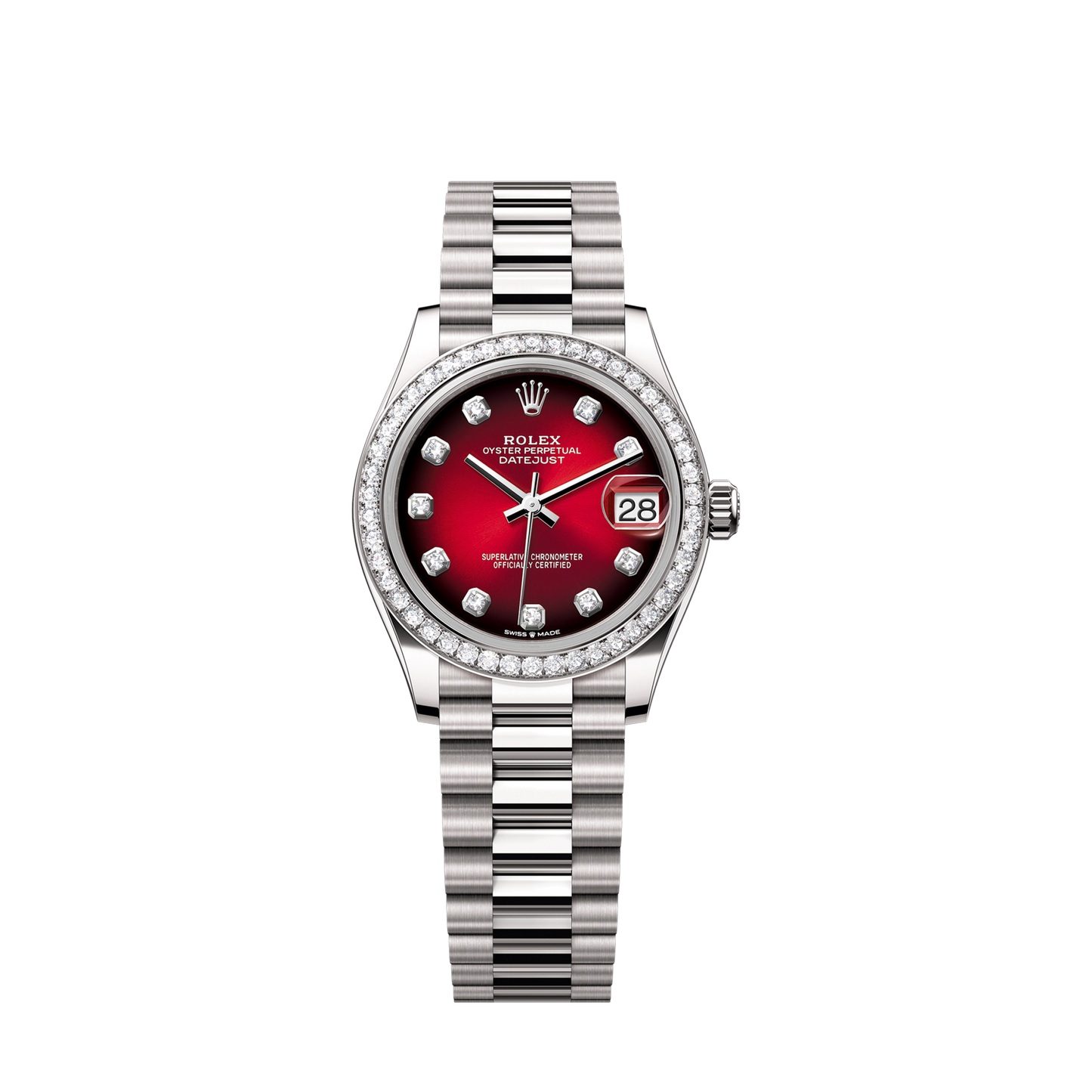 Unworn 2025, Rolex Datejust 31, 18k White Gold, Diamonds, Ref# 278289rbr-0028, box and papers