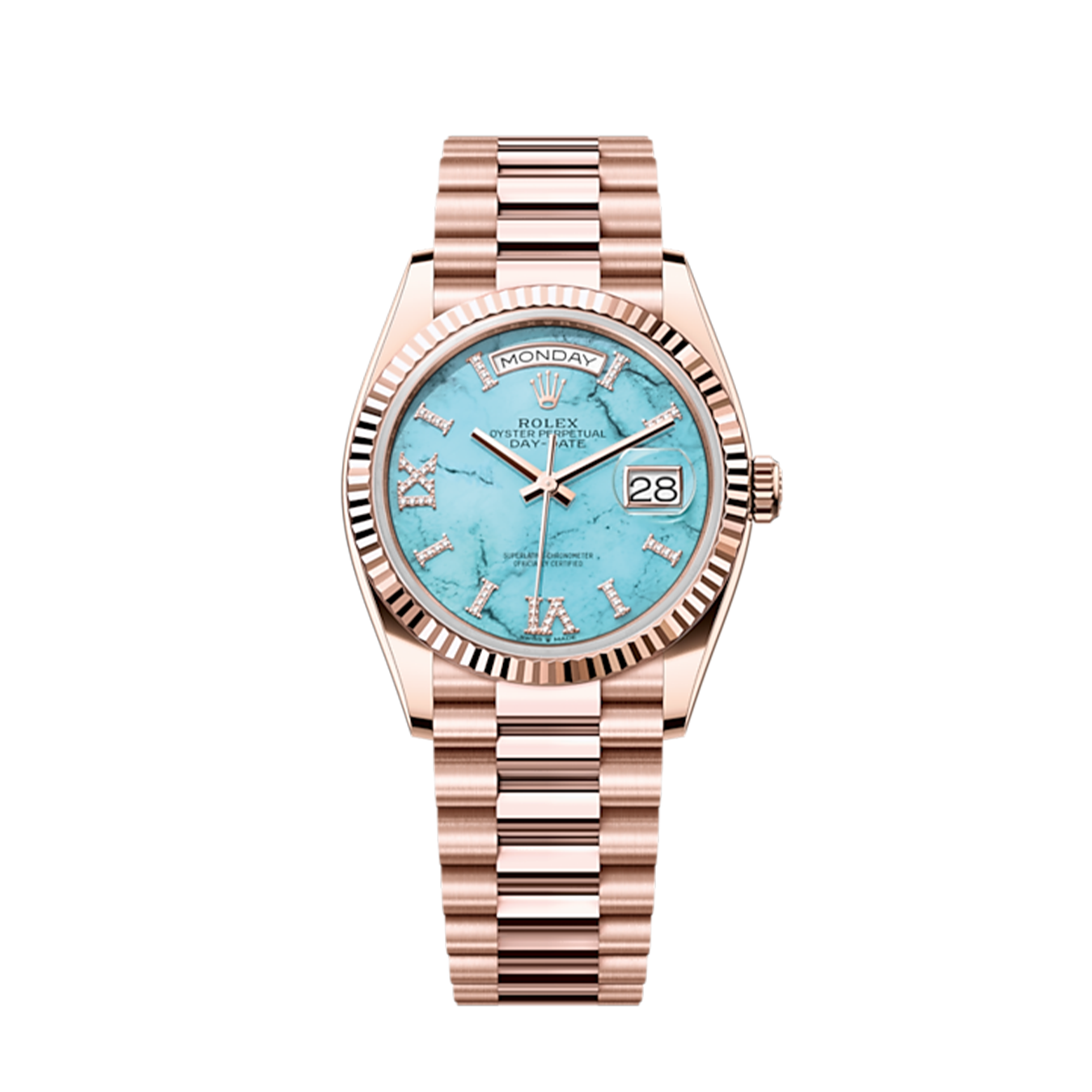 Rolex Day-Date 36, 18k Everose Gold with Diamond-set, 36mm, Ref# 128235-0064