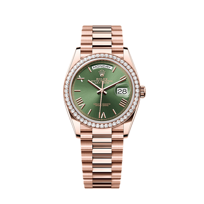 Unworn 2025, Rolex Day-Date 36, 18k Everose Gold and Diamond-set, 36mm, Ref# 128345rbr-0085, box and papers