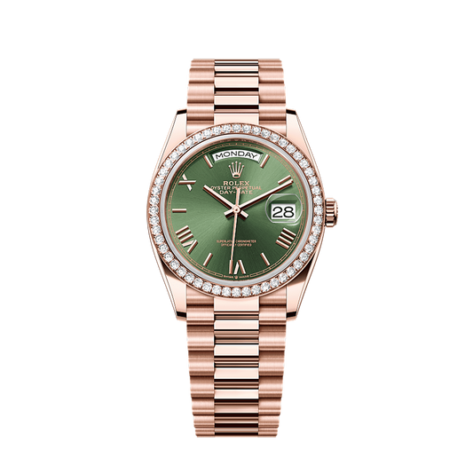 Unworn 2025, Rolex Day-Date 36, 18k Everose Gold and Diamond-set, 36mm, Ref# 128345rbr-0085, box and papers