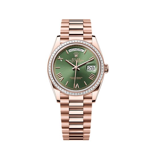 Unworn 2025, Rolex Day-Date 36, 18k Everose Gold and Diamond-set, 36mm, Ref# 128395tbr-0033, box and papers