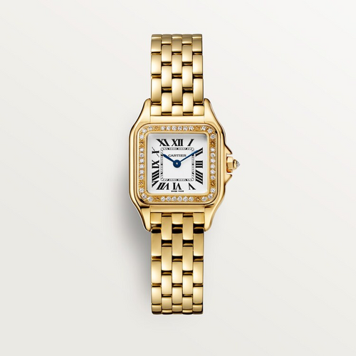 Unworn Cartier Panthère de Cartier Small, 18k Yellow Gold, Diamonds, 22mm x 30mm, Ref# WJPN0067, box and papers
