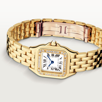 Unworn Cartier Panthère de Cartier Small, 18k Yellow Gold, Diamonds, 22mm x 30mm, Ref# WJPN0067, box and papers