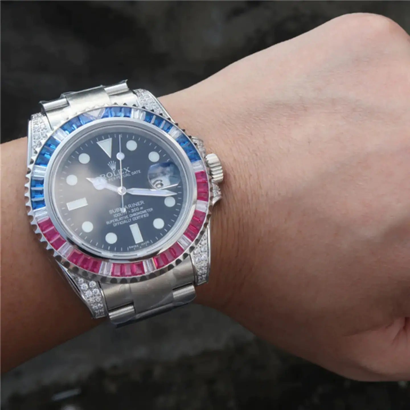 Rolex Submariner Silver Blue/Red Diamond, 40mm