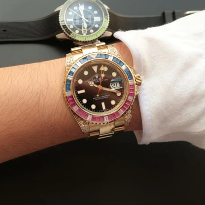 Rolex Submariner Golden Blue / Red Diamond Black Dial 40mm