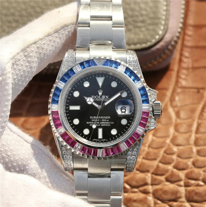 Rolex Submariner Silver Blue/Red Diamond, 40mm