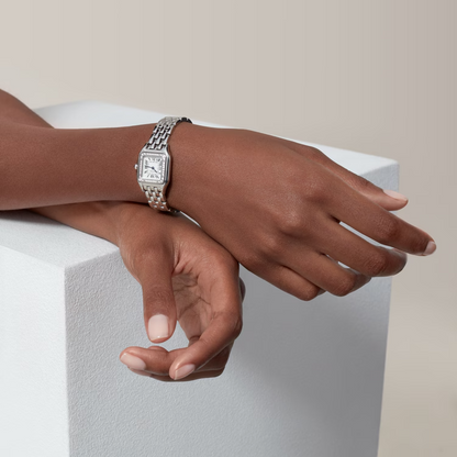 Unworn Cartier Panthère de Cartier Small, Stainless Steel, Diamonds, 23mm x 30mm, Ref# W4PN0016, box and papers