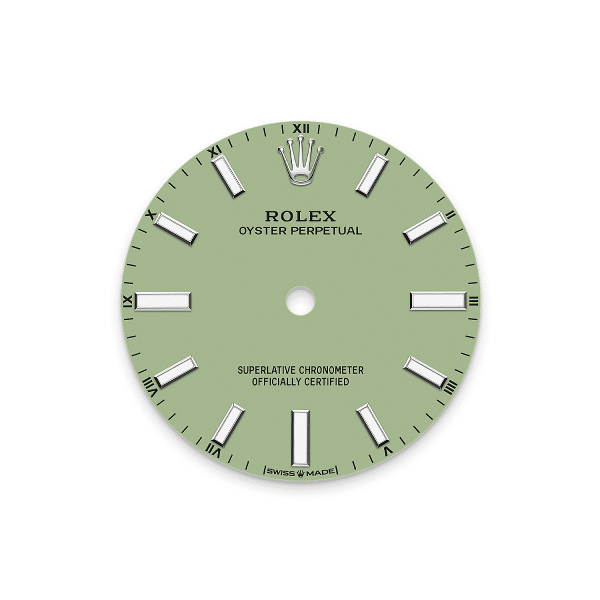 Unworn 2025, Rolex Oyster Perpetual, Oystersteel, 34mm, Pistachio-green dial, Domed Oyster, Ref# 124200-0006, box and papers