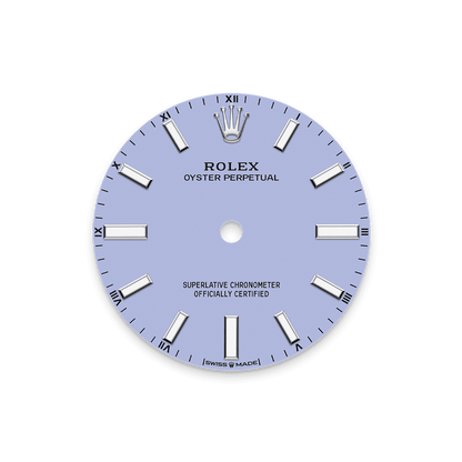 Unworn 2025, Rolex Oyster Perpetual, Oystersteel, 34mm, Lavender dial, Domed Oyster, Ref# 124200-0008, box and papers