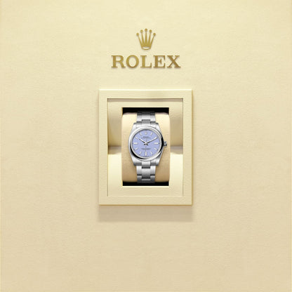 Unworn 2025, Rolex Oyster Perpetual, Oystersteel, 34mm, Lavender dial, Domed Oyster, Ref# 124200-0008, box and papers