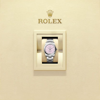 Unworn 2025, Rolex Oyster Perpetual, Oystersteel, 34mm, Candy pink dial, Domed Oyster, Ref# 124200-0009, box and papers