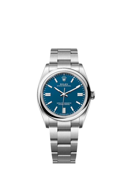 Unworn 2025, Rolex Oyster Perpetual, Oystersteel 36mm, Blue dial, Domed Oyster, Ref# 126000-0015, box and papers