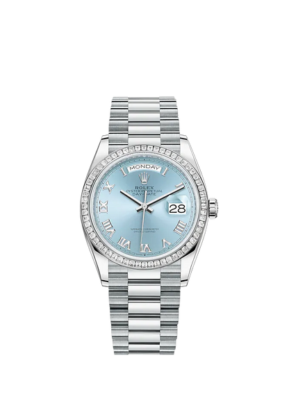 Rolex Day-Date, 36mm, Platinum and Diamonds, Ref# 128396tbr-0002