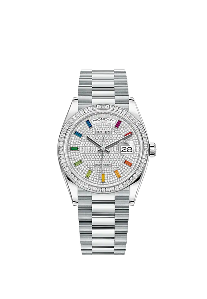 Rolex Day-Date, 36mm, Platinum and Diamonds, Ref# 128396tbr-0006