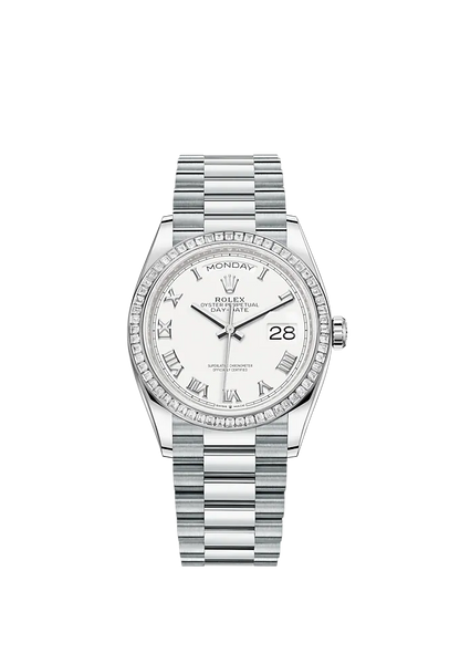 Rolex Day-Date, 36mm, Platinum and Diamonds, Ref# 128396tbr-0010