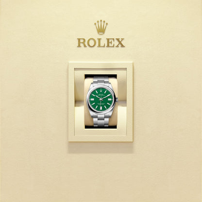 Unworn 2025, Rolex Oyster Perpetual, Oystersteel 41mm, Green dial, Domed Oyster, Ref# 134300-0004, box and papers