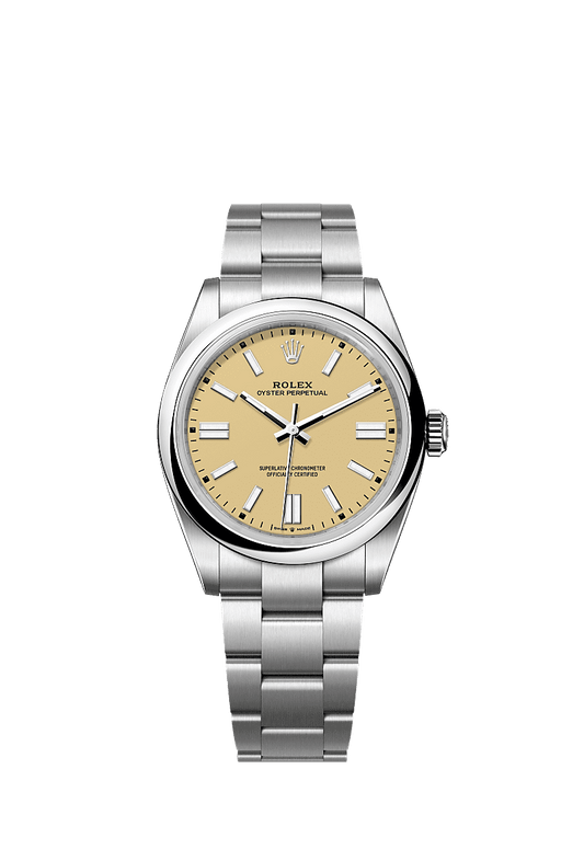 Unworn 2025, Rolex Oyster Perpetual, Oystersteel 41mm, Beige dial, Domed Oyster, Ref# 134300-0007, box and papers