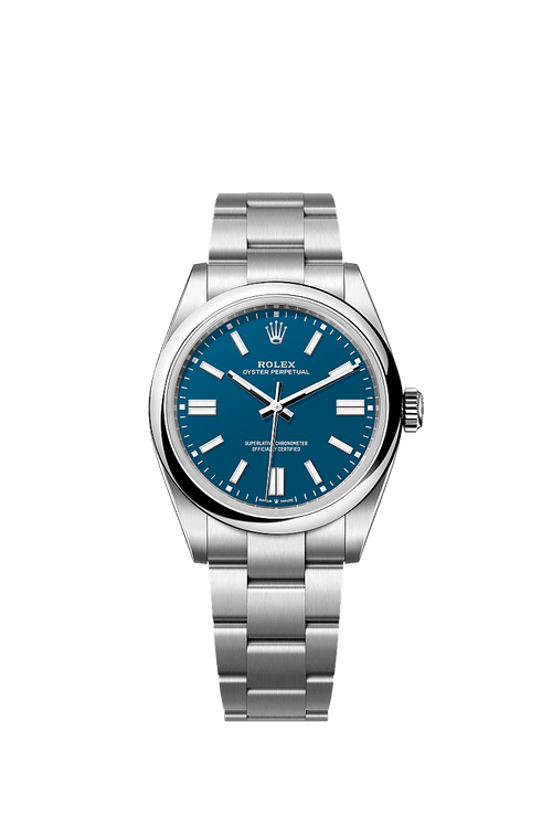 Unworn 2025, Rolex Oyster Perpetual, Oystersteel 41mm, Blue dial, Domed Oyster, Ref# 134300-0009, box and papers