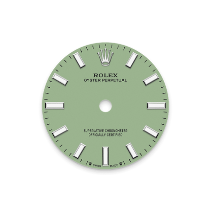 Unworn 2025, Rolex Oyster Perpetual, Oystersteel, 31mm, Pistachio-green dial, Domed Oyster, Ref# 277200-0012, box and papers