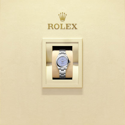 Unworn 2025, Rolex Oyster Perpetual, Oystersteel, 28mm, Lavender dial, Domed Oyster, Ref# 276200-0008, box and papers