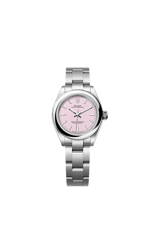 Unworn 2025, Rolex Oyster Perpetual, Oystersteel, 28mm, Candy pink dial, Domed Oyster, Ref# 276200-0009, box and papers